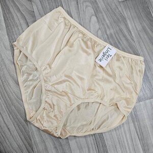 Nylon Brief Panty Classic Granny Panties by Teri Lingerie, Cream Beige
